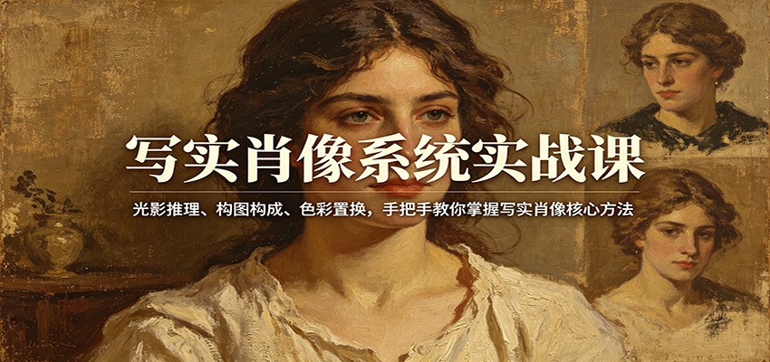 写实肖像系统实战课：光影推理、构图构成、色彩置换，手把手教你掌握写实肖像核心方法汇创网-网创项目_汇创网_中创网_福缘网_冒泡网_网创项目平台汇创网