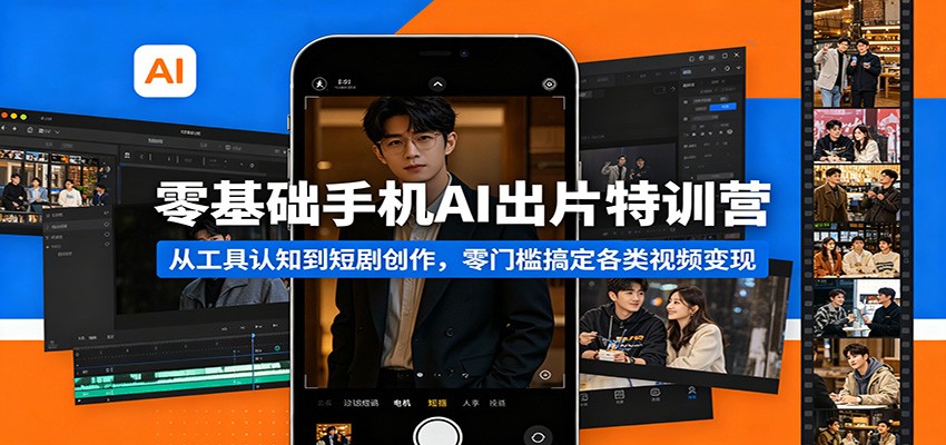 零基础手机AI出片特训营：从工具认知到短剧创作，零门槛搞定各类视频变现汇创网-网创项目_汇创网_中创网_福缘网_冒泡网_网创项目平台汇创网