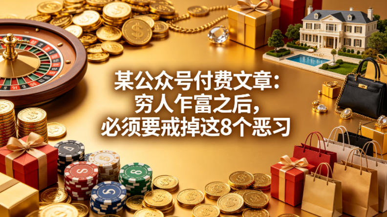 某公众号付费文章：穷人乍富之后，必须要戒掉这8个恶习汇创网-网创项目_汇创网_中创网_福缘网_冒泡网_网创项目平台汇创网