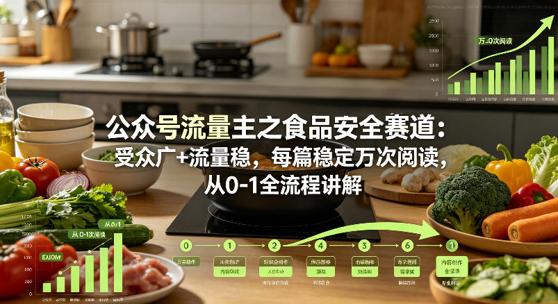 公众号流量主之食品安全赛道，受众广+流量稳，每篇作品稳定万次阅读，从0-1全流程讲解汇创网-网创项目_汇创网_中创网_福缘网_冒泡网_网创项目平台汇创网