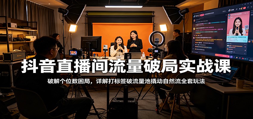 抖音直播间流量破局实战课：破解个位数困局，详解打标签破流量池撬动自然流全套玩法汇创网-网创项目_汇创网_中创网_福缘网_冒泡网_网创项目平台汇创网