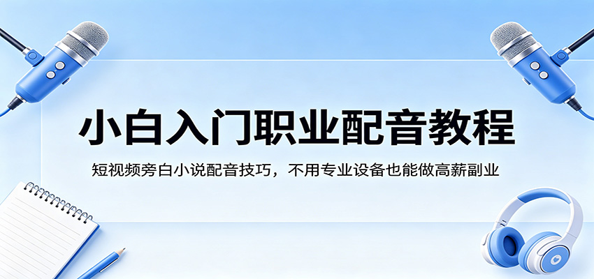 小白入门职业配音教程，短视频旁白小说配音技巧，不用专业设备也能做高薪副业汇创网-网创项目_汇创网_中创网_福缘网_冒泡网_网创项目平台汇创网