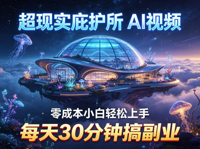 超现实庇护所AI视频项目拆解，零成本小白轻松上手，每天30分钟搞副业汇创网-网创项目_汇创网_中创网_福缘网_冒泡网_网创项目平台汇创网