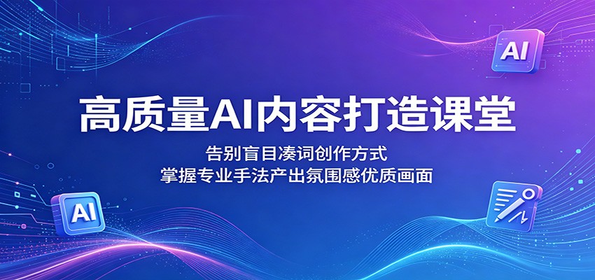 高质量AI内容打造课堂：告别盲目凑词创作方式，掌握专业手法产出氛围感优质画面汇创网-网创项目_汇创网_中创网_福缘网_冒泡网_网创项目平台汇创网