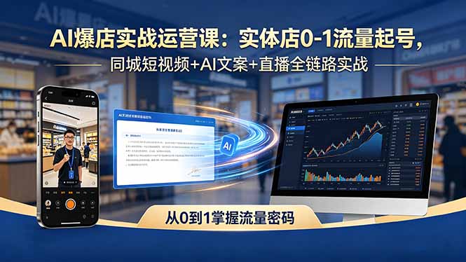 （18451期）AI爆店实战运营课：实体店0-1流量起号，同城短视频+AI文案+直播全链路实战汇创网-网创项目_汇创网_中创网_福缘网_冒泡网_网创项目平台汇创网