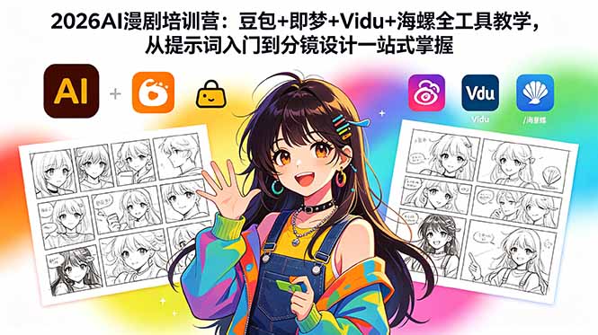 （18607期）2026AI漫剧培训营：豆包+即梦+Vidu+海螺全工具教学，从提示词入门到分镜设计一站式掌握汇创网-网创项目_汇创网_中创网_福缘网_冒泡网_网创项目平台汇创网
