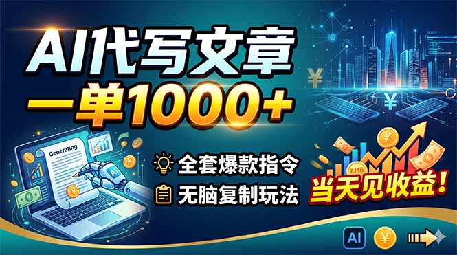 （18575期）AI代写文章，一单1000+，全套爆款指令+无脑复制玩法，当天见收益！汇创网-网创项目_汇创网_中创网_福缘网_冒泡网_网创项目平台汇创网