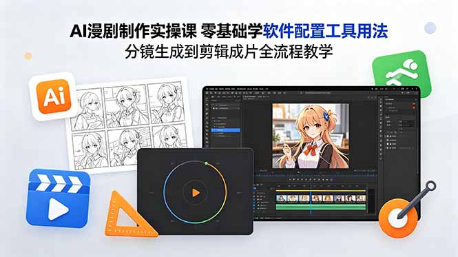 （18605期）AI漫剧制作实操课 零基础学软件配置工具用法 分镜生成到剪辑成片全流程教学汇创网-网创项目_汇创网_中创网_福缘网_冒泡网_网创项目平台汇创网