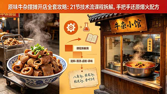 （18601期）原味牛杂摆摊开店全套攻略：21节技术流课程拆解，手把手还原爆火配方汇创网-网创项目_汇创网_中创网_福缘网_冒泡网_网创项目平台汇创网