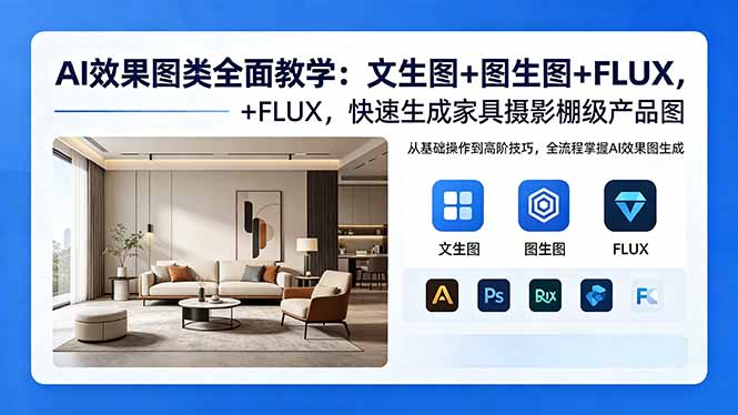 （18452期）AI效果图类全面教学：文生图+图生图+FLUX，快速生成家具摄影棚级产品图汇创网-网创项目_汇创网_中创网_福缘网_冒泡网_网创项目平台汇创网