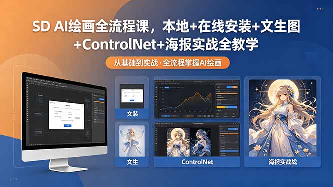 （18453期）SD AI绘画全流程课，本地+在线安装+文生图+ControlNet+海报实战全教学汇创网-网创项目_汇创网_中创网_福缘网_冒泡网_网创项目平台汇创网