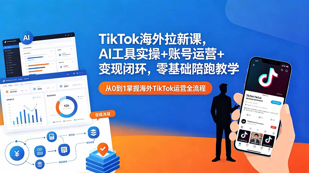 （18522期）TikTok海外拉新课，AI工具实操+账号运营+变现闭环，零基础陪跑教学汇创网-网创项目_汇创网_中创网_福缘网_冒泡网_网创项目平台汇创网
