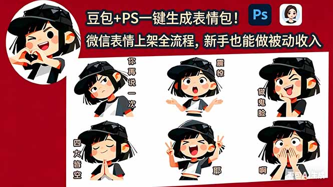 （18402期）豆包+PS一键生成表情包！微信表情上架全流程，新手也能做被动收入汇创网-网创项目_汇创网_中创网_福缘网_冒泡网_网创项目平台汇创网