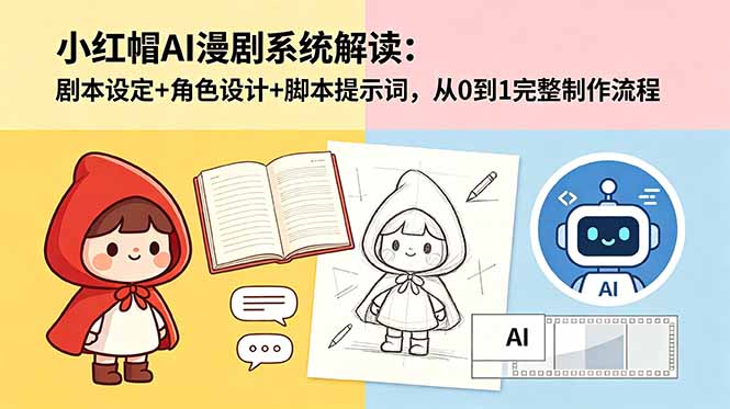 （18612期）小红帽AI漫剧系统解读：剧本设定+角色设计+脚本提示词，从0到1完整制作流程汇创网-网创项目_汇创网_中创网_福缘网_冒泡网_网创项目平台汇创网