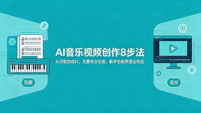 （18340期）AI音乐视频创作8步法：从写歌到成片，无需专业功底，新手也能快速出作品汇创网-网创项目_汇创网_中创网_福缘网_冒泡网_网创项目平台汇创网