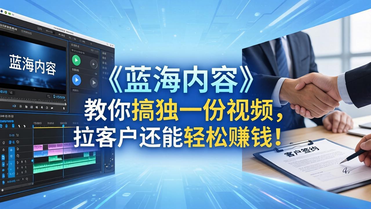 （18301期）做视频卷不动了？《蓝海内容》教你搞独一份视频，拉客户还能轻松赚钱！汇创网-网创项目_汇创网_中创网_福缘网_冒泡网_网创项目平台汇创网