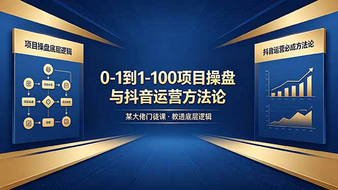（18382期）0-1到1-100怎么建？某大佬门徒课教透项目操盘底层逻辑+抖音运营必成方法论汇创网-网创项目_汇创网_中创网_福缘网_冒泡网_网创项目平台汇创网