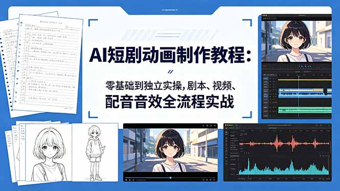 （18351期）AI短剧动画制作教程：零基础到独立实操，剧本、视频、配音音效全流程实战汇创网-网创项目_汇创网_中创网_福缘网_冒泡网_网创项目平台汇创网