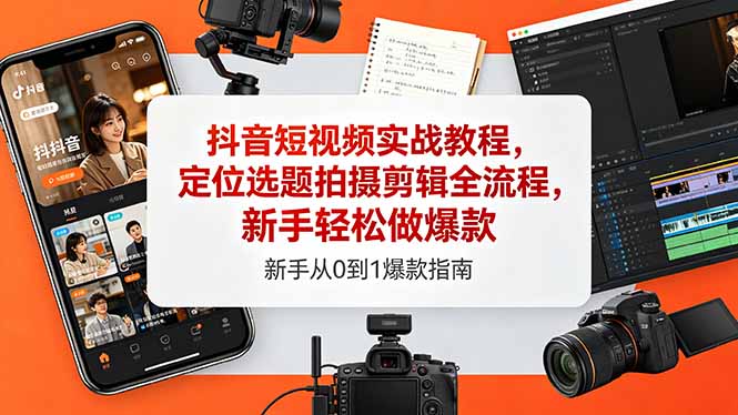 （18524期）抖音短视频实战教程，定位选题拍摄剪辑全流程，新手轻松做爆款汇创网-网创项目_汇创网_中创网_福缘网_冒泡网_网创项目平台汇创网
