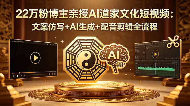 （18580期）22万粉博主亲授AI道家文化短视频：文案仿写+AI生成+配音剪辑全流程汇创网-网创项目_汇创网_中创网_福缘网_冒泡网_网创项目平台汇创网
