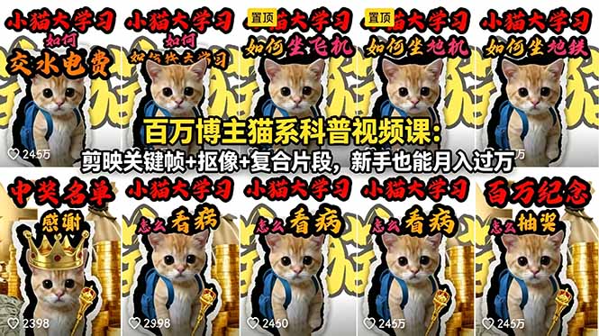 （18595期）百万博主猫系科普视频课：剪映关键帧+抠像+复合片段，新手也能月入过万汇创网-网创项目_汇创网_中创网_福缘网_冒泡网_网创项目平台汇创网