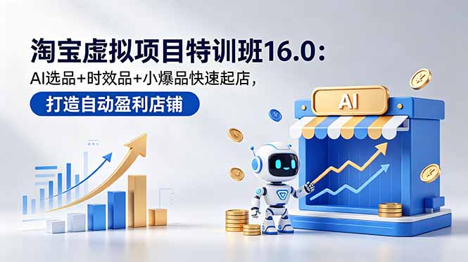 （18666期）淘宝虚拟项目特训班16.0：AI选品+时效品+小爆品快速起店，打造自动盈利店铺汇创网-网创项目_汇创网_中创网_福缘网_冒泡网_网创项目平台汇创网