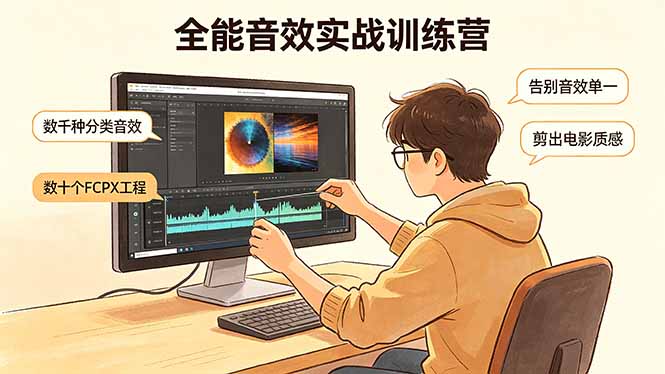 （18287期）全能音效实战训练营：数千种分类音效+数十个FCPX工程，告别音效单一，剪出电影质感汇创网-网创项目_汇创网_中创网_福缘网_冒泡网_网创项目平台汇创网