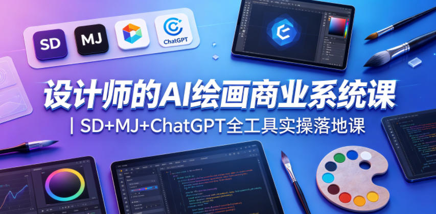 设计师的AI绘画商业系统课｜SD+MJ+ChatGPT全工具实操落地课汇创网-网创项目_汇创网_中创网_福缘网_冒泡网_网创项目平台汇创网