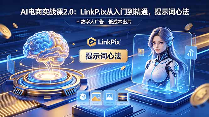 （18655期）AI 电商实战课2.0｜LinkPix 从入门到精通，提示词心法 + 数字人广告，低成本出片汇创网-网创项目_汇创网_中创网_福缘网_冒泡网_网创项目平台汇创网