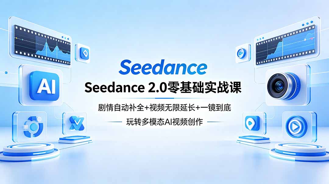 （18312期）Seedance 2.0零基础实战课：剧情自动补全+视频无限延长+一镜到底：玩转多模态AI视频创作汇创网-网创项目_汇创网_中创网_福缘网_冒泡网_网创项目平台汇创网