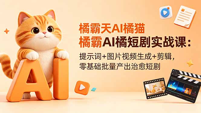 （18542期）橘霸天AI橘猫短剧实战课：提示词+图片视频生成+剪辑，零基础批量产出治愈短剧汇创网-网创项目_汇创网_中创网_福缘网_冒泡网_网创项目平台汇创网