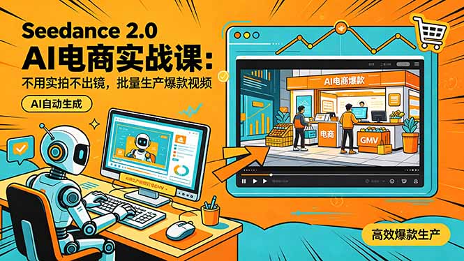 (18433期)Seedance 2.0 AI电商实战课:不用实拍不出镜,批量生产爆款视频打爆GMV汇创网-网创项目_汇创网_中创网_福缘网_冒泡网_网创项目平台汇创网