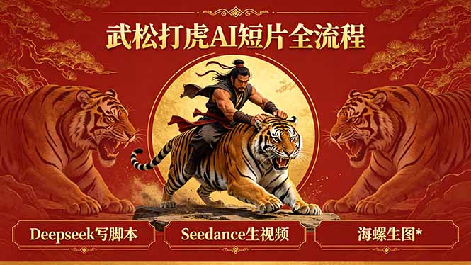 （18370期）武松打虎AI短片全流程：Deepseek写脚本+Seedance生视频+海螺生图汇创网-网创项目_汇创网_中创网_福缘网_冒泡网_网创项目平台汇创网