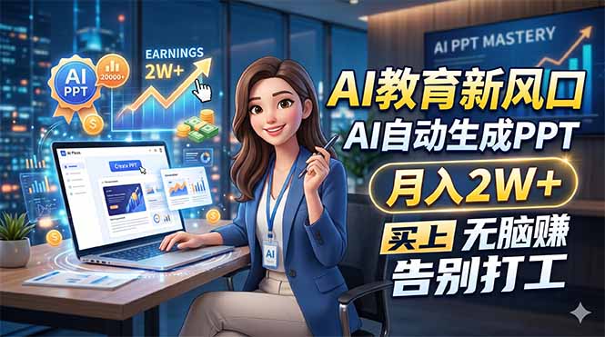 （18330期）AI教育新风口，AI自动生成PPT，月入2W+，无脑赚，告别打工汇创网-网创项目_汇创网_中创网_福缘网_冒泡网_网创项目平台汇创网