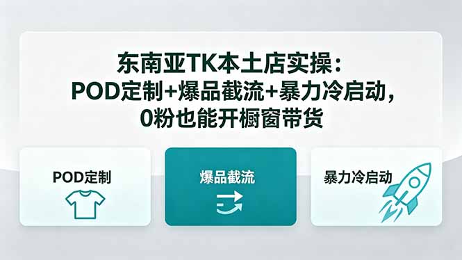 （18488期）东南亚TK本土店实操-5月更新：POD定制+爆品截流+暴力冷启动，0粉也能开橱窗带货汇创网-网创项目_汇创网_中创网_福缘网_冒泡网_网创项目平台汇创网
