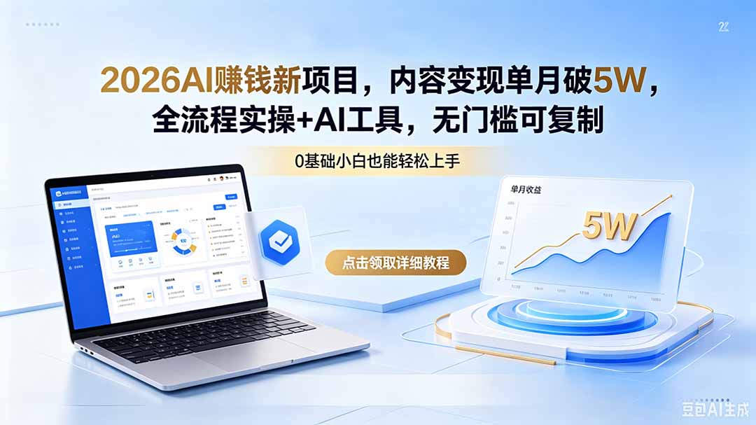 （18476期）2026AI赚钱新项目，内容变现单月破5W，全流程实操+AI工具，无门槛可复制汇创网-网创项目_汇创网_中创网_福缘网_冒泡网_网创项目平台汇创网