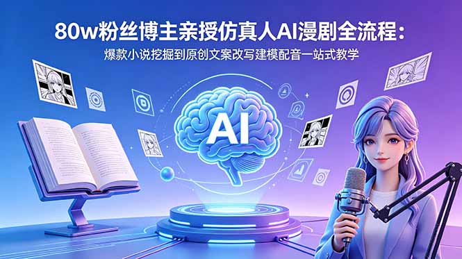 （18581期）80w粉丝博主亲授仿真人AI漫剧全流程：爆款小说挖掘到原创文案改写建模配音一站式教学汇创网-网创项目_汇创网_中创网_福缘网_冒泡网_网创项目平台汇创网