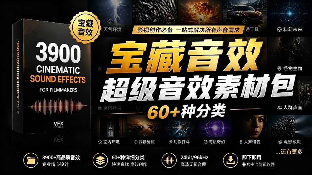 （18660期）宝藏音效合集包！60+多种音效分类，共计3900个，分类清晰，全中文分类，高品质剪辑音效素材包汇创网-网创项目_汇创网_中创网_福缘网_冒泡网_网创项目平台汇创网