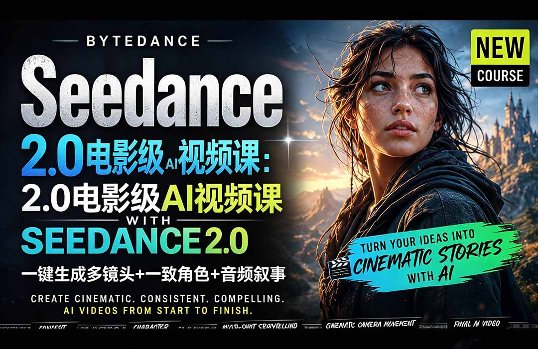 （18415期）Seedance 2.0电影级AI视频课：一键生成多镜头+一致角色+音频叙事汇创网-网创项目_汇创网_中创网_福缘网_冒泡网_网创项目平台汇创网