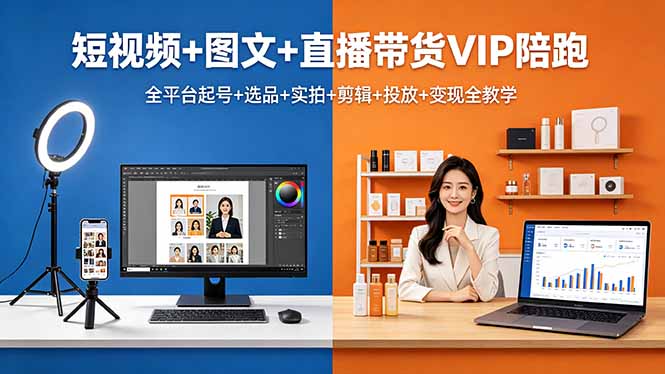 （18319期）短视频+图文+直播带货VIP陪跑，全平台起号+选品+实拍+剪辑+投放+变现全教学汇创网-网创项目_汇创网_中创网_福缘网_冒泡网_网创项目平台汇创网