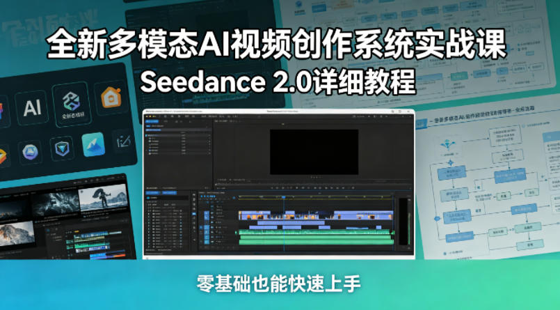 全新多模态AI视频创作系统实战课，Seedance 2.0详细教程，零基础也能快速上手汇创网-网创项目_汇创网_中创网_福缘网_冒泡网_网创项目平台汇创网