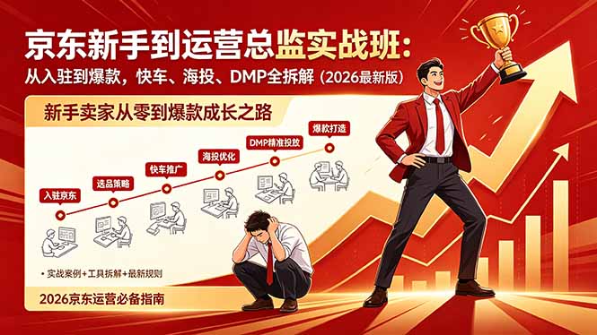 （18291期）京东新手到运营总监实战班：从入驻到爆款，快车、海投、DMP全拆解，2026最新版汇创网-网创项目_汇创网_中创网_福缘网_冒泡网_网创项目平台汇创网