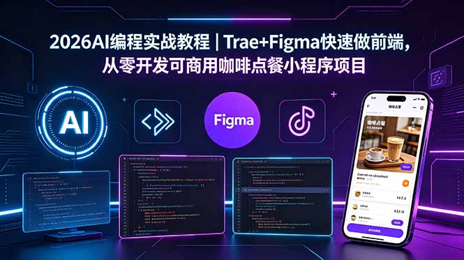 （18627期）2026AI编程实战教程｜Trae+Figma快速做前端，从零开发可商用咖啡点餐小程序项目汇创网-网创项目_汇创网_中创网_福缘网_冒泡网_网创项目平台汇创网