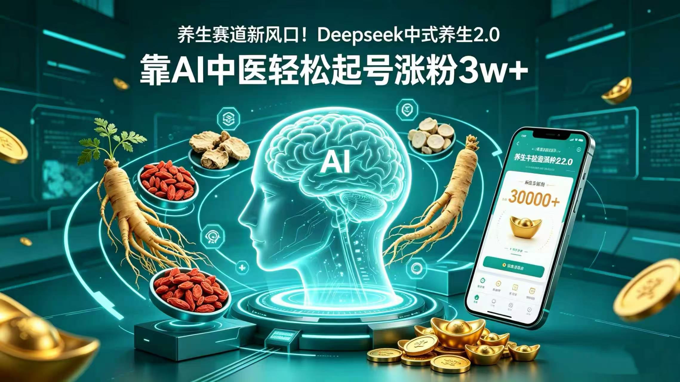 养生赛道新风口！Deepseek 中式养生 2.0，靠 AI 中医轻松起号涨粉 3w+汇创网-网创项目_汇创网_中创网_福缘网_冒泡网_网创项目平台汇创网