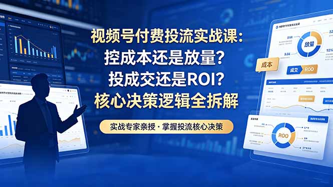 （18462期）视频号付费投流实战课-5月：控成本还是放量？投成交还是ROI？核心决策逻辑全拆解汇创网-网创项目_汇创网_中创网_福缘网_冒泡网_网创项目平台汇创网