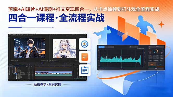 （18463期）剪辑+AI短片+AI漫剧+推文变现四合一，从卡点抽帧到打斗戏全流程实战汇创网-网创项目_汇创网_中创网_福缘网_冒泡网_网创项目平台汇创网