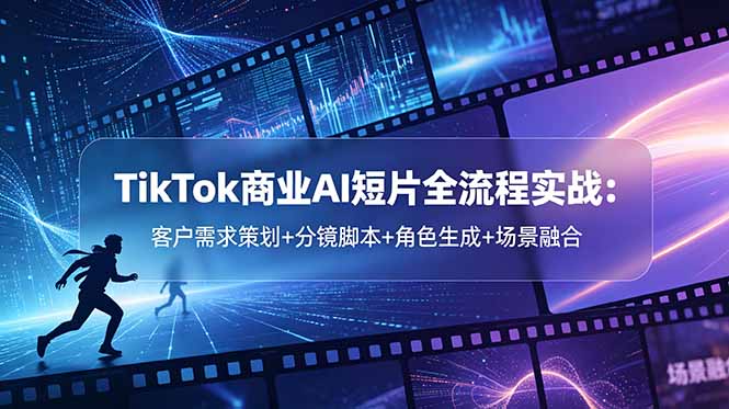 （18678期）TikTok商业AI短片全流程实战：客户需求策划+分镜脚本+角色生成+场景融合汇创网-网创项目_汇创网_中创网_福缘网_冒泡网_网创项目平台汇创网