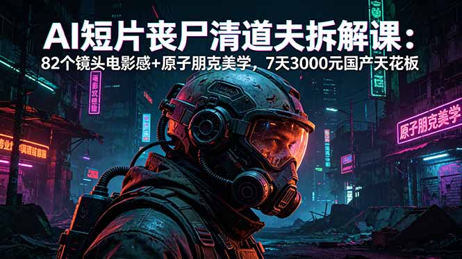 （18649期）AI短片《丧尸清道夫》拆解课：82个镜头电影感+原子朋克美学，7天3000元国产天花板汇创网-网创项目_汇创网_中创网_福缘网_冒泡网_网创项目平台汇创网