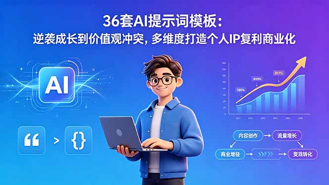（18630期）36套AI提示词模板：逆袭成长到价值观冲突，多维度打造个人IP复利商业化汇创网-网创项目_汇创网_中创网_福缘网_冒泡网_网创项目平台汇创网