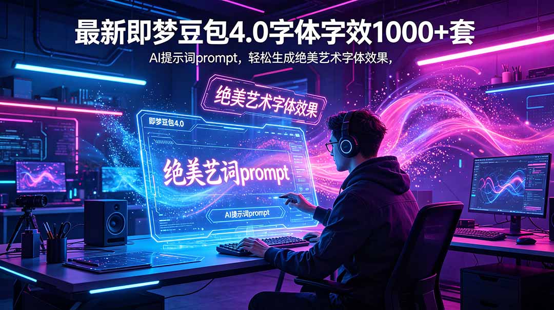 （18650期）最新即梦豆包4.0字体字效1000+套，AI提示词prompt，轻松生成绝美艺术字体效果汇创网-网创项目_汇创网_中创网_福缘网_冒泡网_网创项目平台汇创网